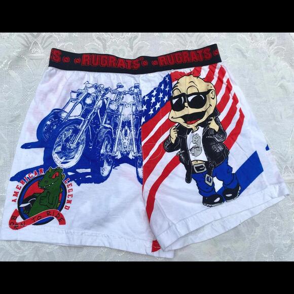 Vintage 90s Rugrats Tommy American USA Flag Boxer Shorts-Kids